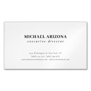 Black White Minimalist Simple Plain Magnetic Business Card