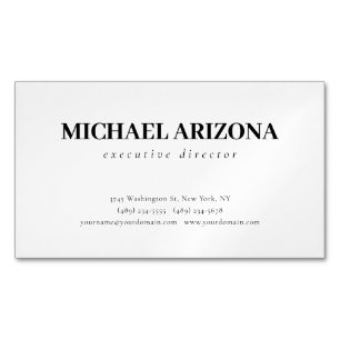 Black & White Minimalist Simple Plain  Magnetic Business Card