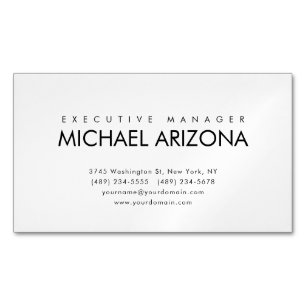 Black & White Minimalist Simple Plain Magnetic Business Card