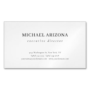 Black & White Minimalist Simple Plain Modern Plain Magnetic Business Card