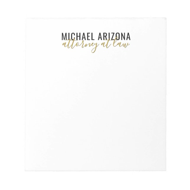 Black & White Minimalist Simple Plain  Notepad (Front)