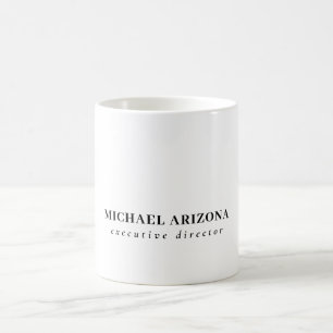 Black White Minimalist Simple Plain Own Name Coffee Mug