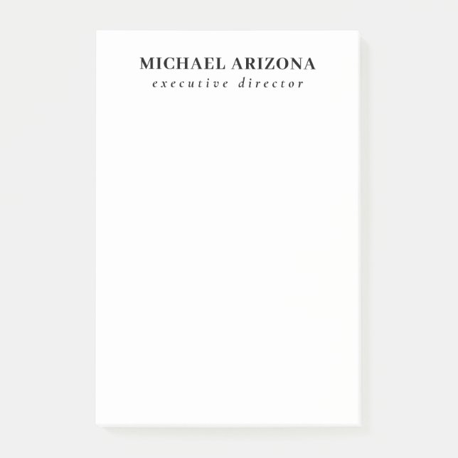 Black White Minimalist Simple Plain Post-it Notes (Front)