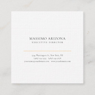Black White Minimalist Simple Plain Premium Linen Square Business Card