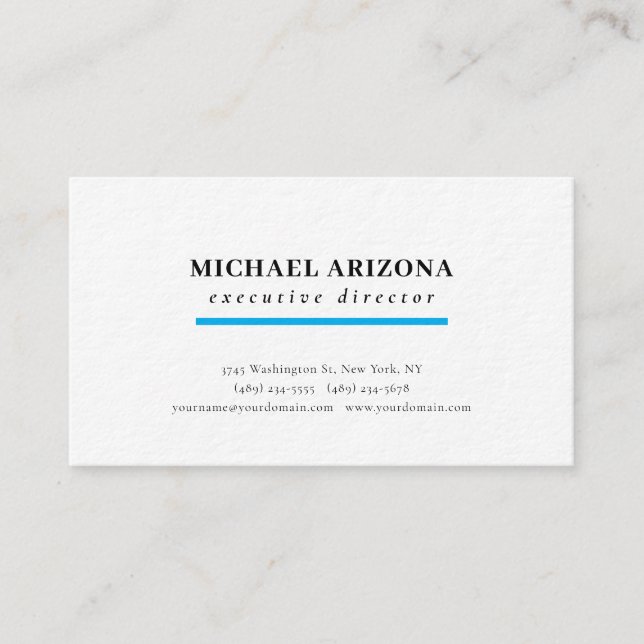 Black White Minimalist Simple Plain Premium Thick Business Card (Front)