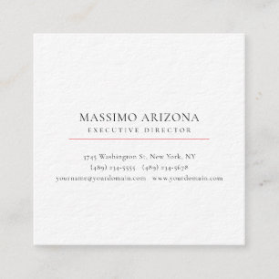 Black White Minimalist Simple Plain Premium Thick Square Business Card