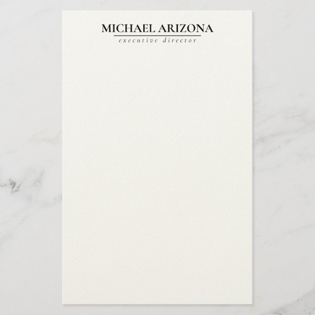 Black & White Minimalist Simple Plain  Stationery (Front)