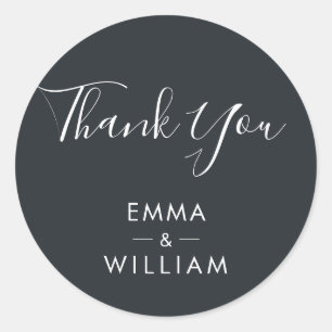 Black & White Minimalist Thank You Sticker