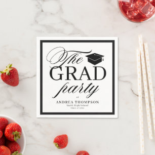 Black White Minimalist The Grad Party  Napkin