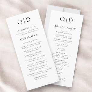 Black White Minimalist Typography Wedding Program