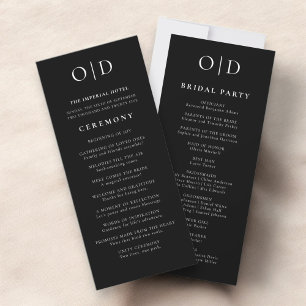 Black White Minimalist Typography Wedding Program