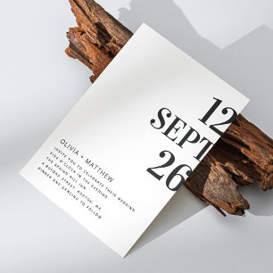 Black white minimalist typography wedding + QR Invitation