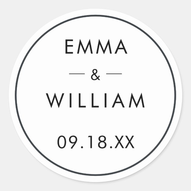 Black & White Minimalist Wedding 01 Sticker (Front)