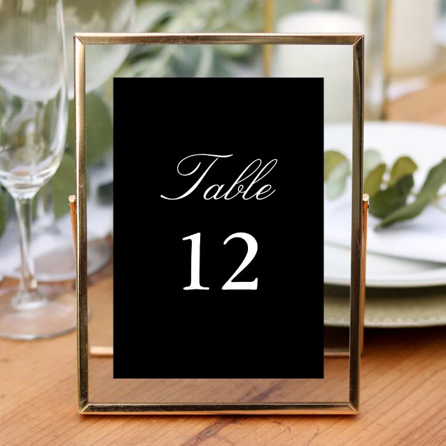 Black & White Minimalist Wedding Calligraphy Table Number (Creator Uploaded)