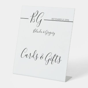 Black & White Minimalist Wedding Cards & Gifts Pedestal Sign