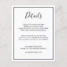Black & White Minimalist Wedding Details card 01