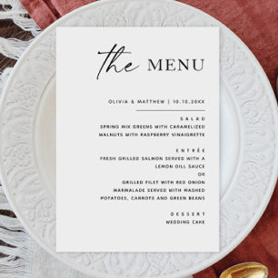 Black & White Minimalist Wedding   Elegant Formal Menu