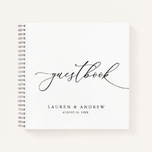 Black & White Minimalist Wedding Guestbook Notebook
