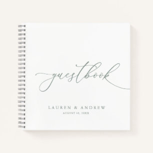 Black & White Minimalist Wedding Guestbook Notebook