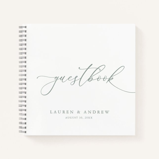 Black & White Minimalist Wedding Guestbook Notebook (Front)