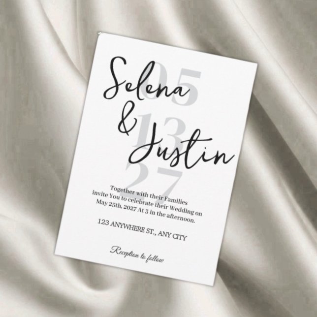 Black & White Minimalist Wedding Invitation (Creator Uploaded)