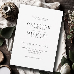 Black & White Minimalist Wedding  Invitation