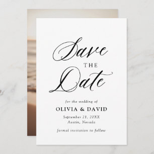Black & White Minimalist Wedding Save The Date Invitation
