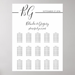 Black & White Minimalist Wedding Seating Chart