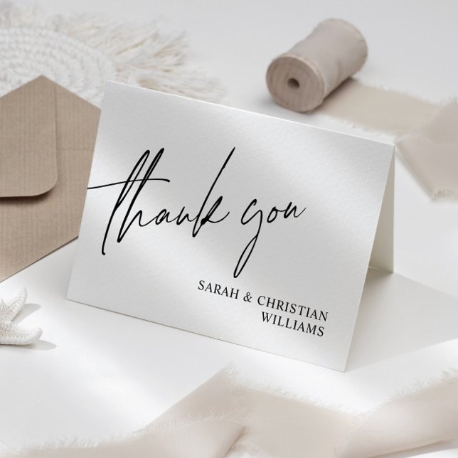Black & White Minimalist Wedding Thank You Card (Creator Uploaded)