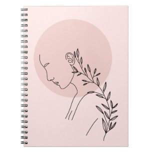 Black & White Minimalist Woman Line Art Poster Notebook