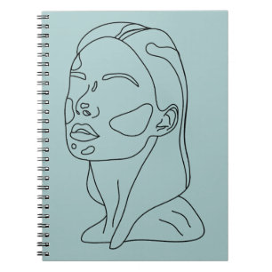 Black & White Minimalist Woman Line Art Spiral Notebook