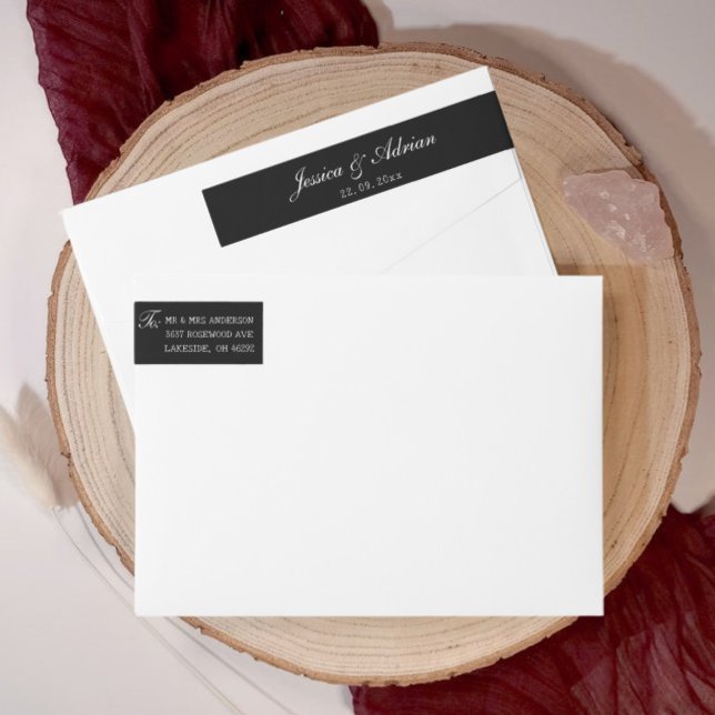 Black & White Minimalist Wrap Around Address Label (Black & White Minimalist Wrap Around Address Label)