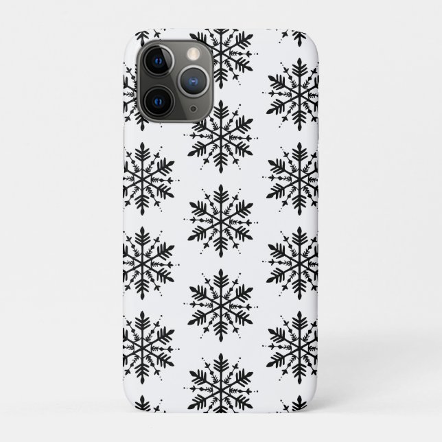 Black & White Minimalistic Graphic Snowflake Case-Mate iPhone Case (Back)