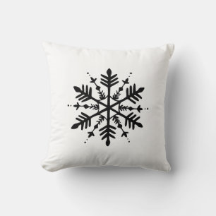 Black & White Minimalistic Graphic Snowflake Cushion