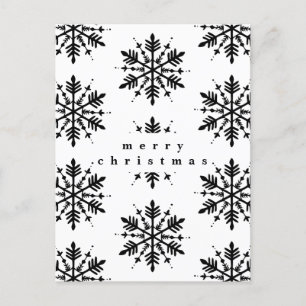 Black & White Minimalistic Graphic Snowflake Holiday Postcard