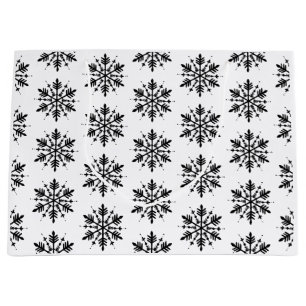 Black & White Minimalistic Graphic Snowflake Large Gift Bag