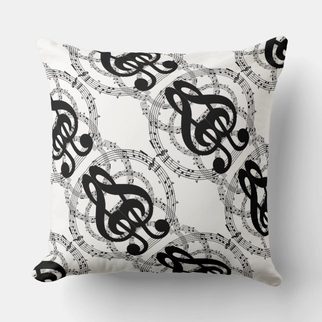 Black & White Mirror Image Music 2 Cushion (Front)
