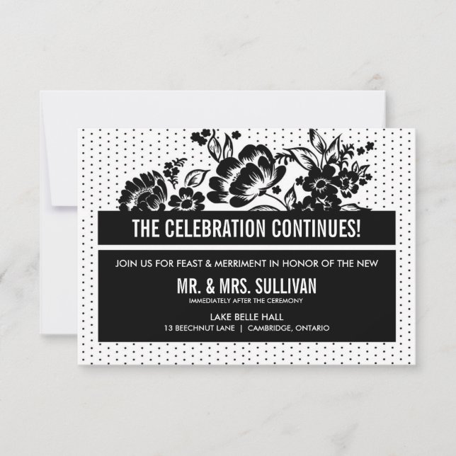 Black & White Mod Colour Block Reception Card (Front)