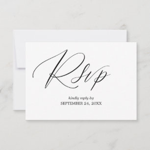 Black & White Modern 2-3 Calligraphy Meal RSVP Card
