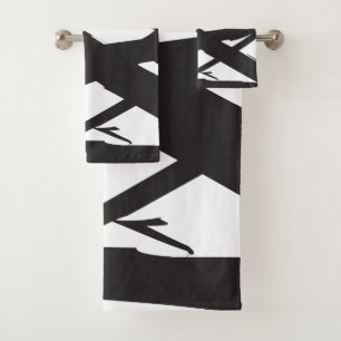 Black & White Modern Abstract Art Line Decorative Bath Towel Set