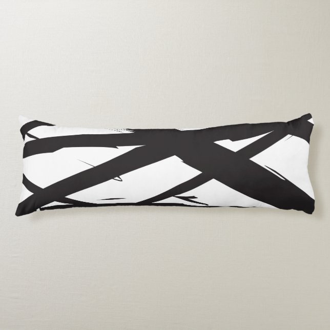 Black & White Modern Abstract Art Line Decorative Body Cushion (Front)