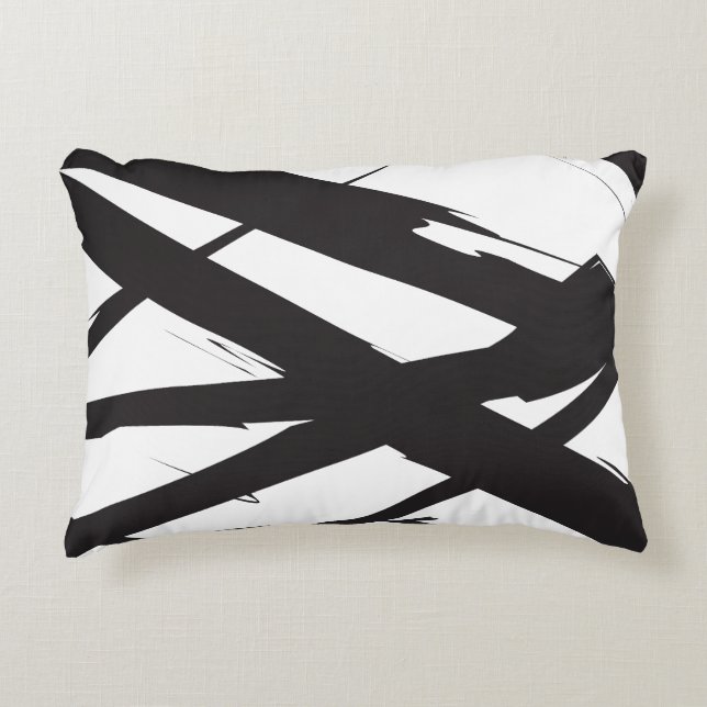 Black & White Modern Abstract Art Line Decorative Cushion (Front)