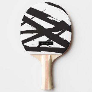 Black & White Modern Abstract Art Line Decorative Ping Pong Paddle