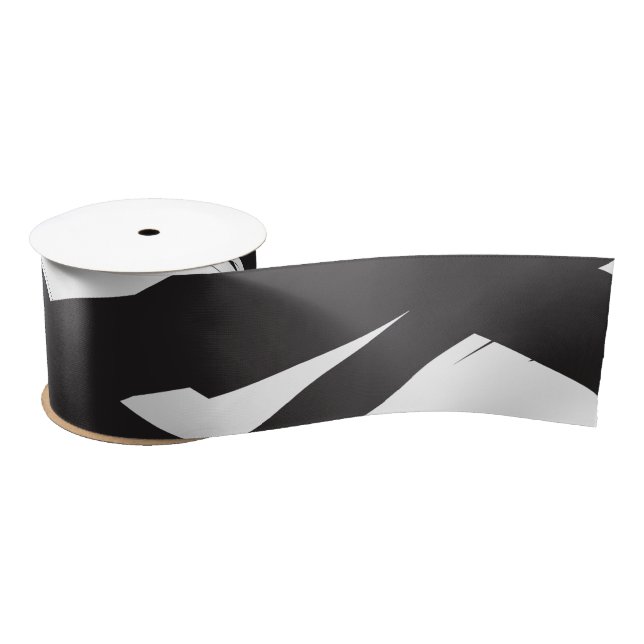 Black & White Modern Abstract Art Line Decorative Satin Ribbon (Spool)