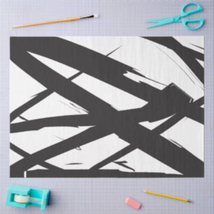 Black & White Modern Abstract Art Line Decorative Tissue Paper