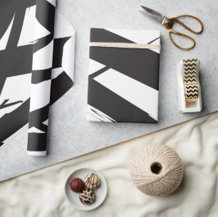Black & White Modern Abstract Art Line Decorative Wrapping Paper
