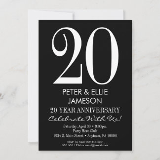 Black & White Modern Anniversary Invitations