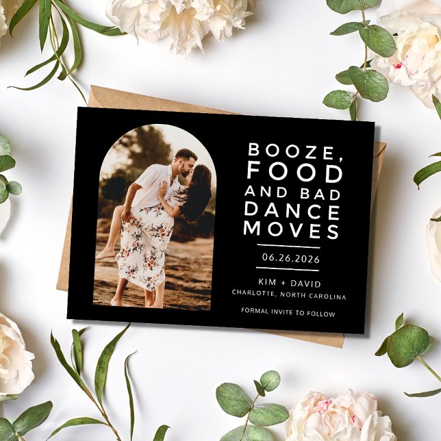 Black White Modern Arch Photo Wedding Save The Date (Black White Modern Arch Photo Wedding Save The Date)