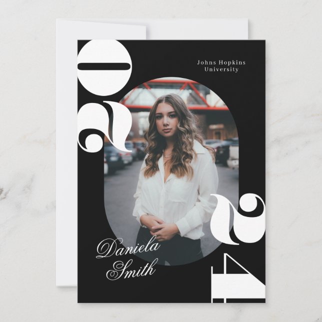 Black & White Modern Bold Class of 2024 Graduation Invitation (Front)