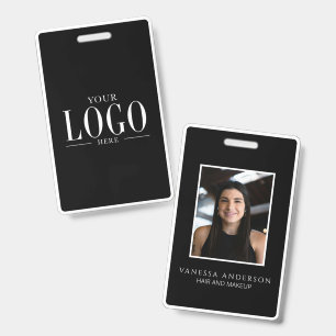Black White Modern Business Logo Photo Salon Spa ID Badge